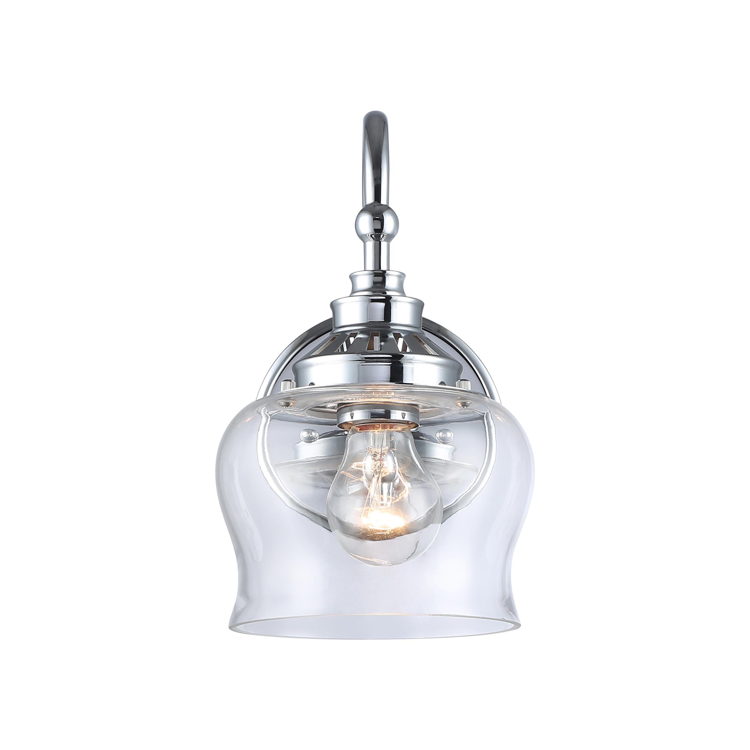 Daphne 1-Light Wall Sconce in Chrome with Clear Glass - - Golden Lighting