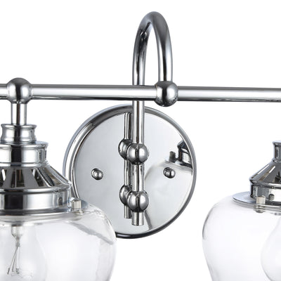 Daphne 2-light Vanity in Chrome, canopy and backplate view - Golden Lighting