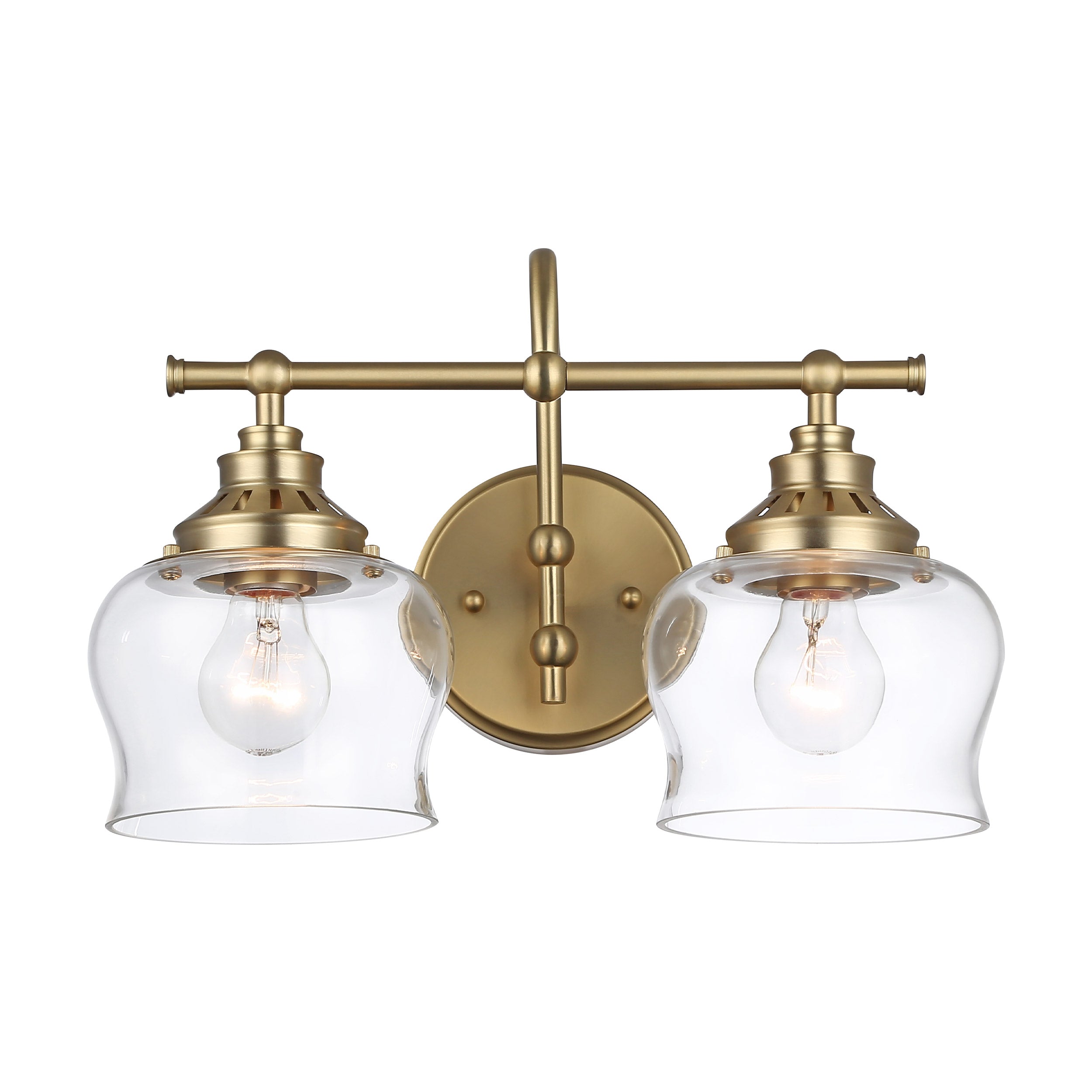 Daphne 2-Light Vanity Light in Brushed Champagne Bronze with Clear Glass - - Golden Lighting