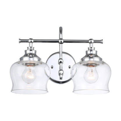 Daphne 2-Light Vanity Light in Chrome with Clear Glass - - Golden Lighting