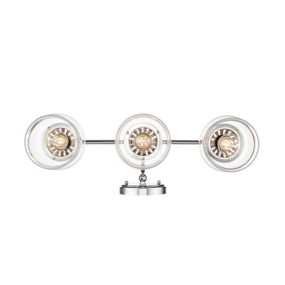 Daphne 3-light Vanity in Chrome, view from below - Golden Lighting