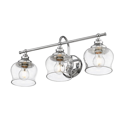 Daphne 3-light Vanity in Chrome, finish close-up - Golden Lighting