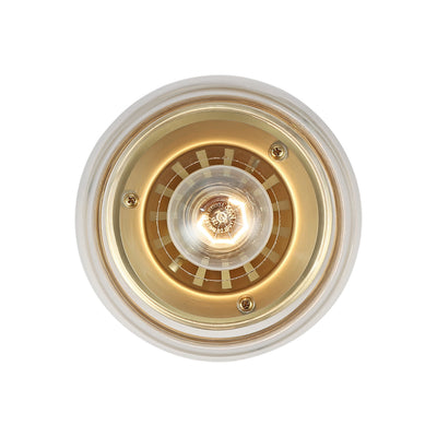 Daphne 1-light Semi-Flush Mount in Brushed Champagne Brass, view from below - Golden Lighting