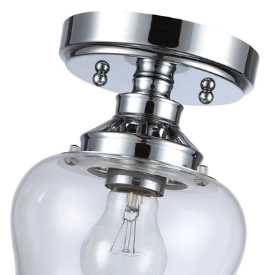 Daphne 1-light Semi-Flush Mount in Chrome, canopy and backplate view - Golden Lighting
