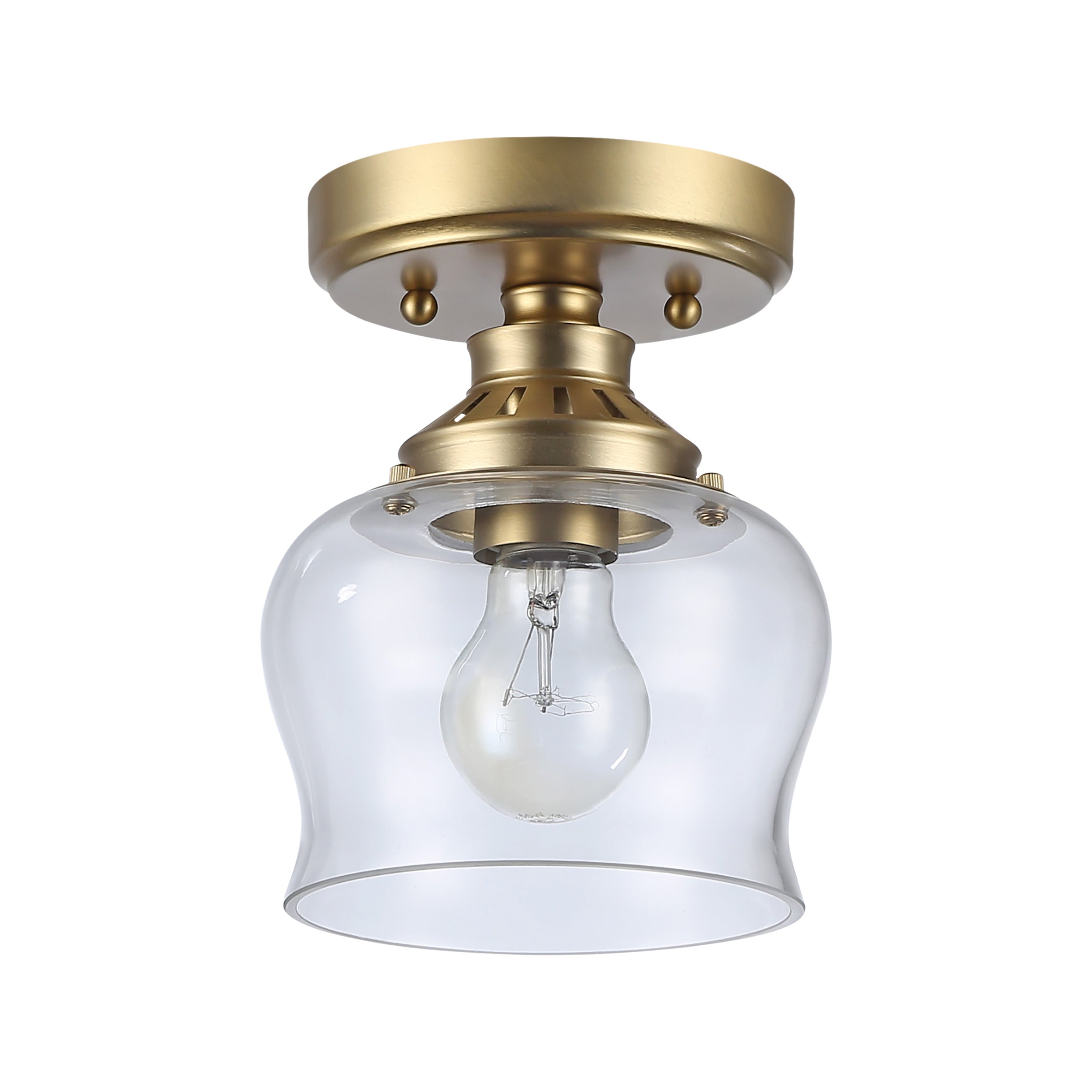 Daphne 1-Light Semi-Flush in Brushed Champagne Bronze with Clear Glass - - Golden Lighting