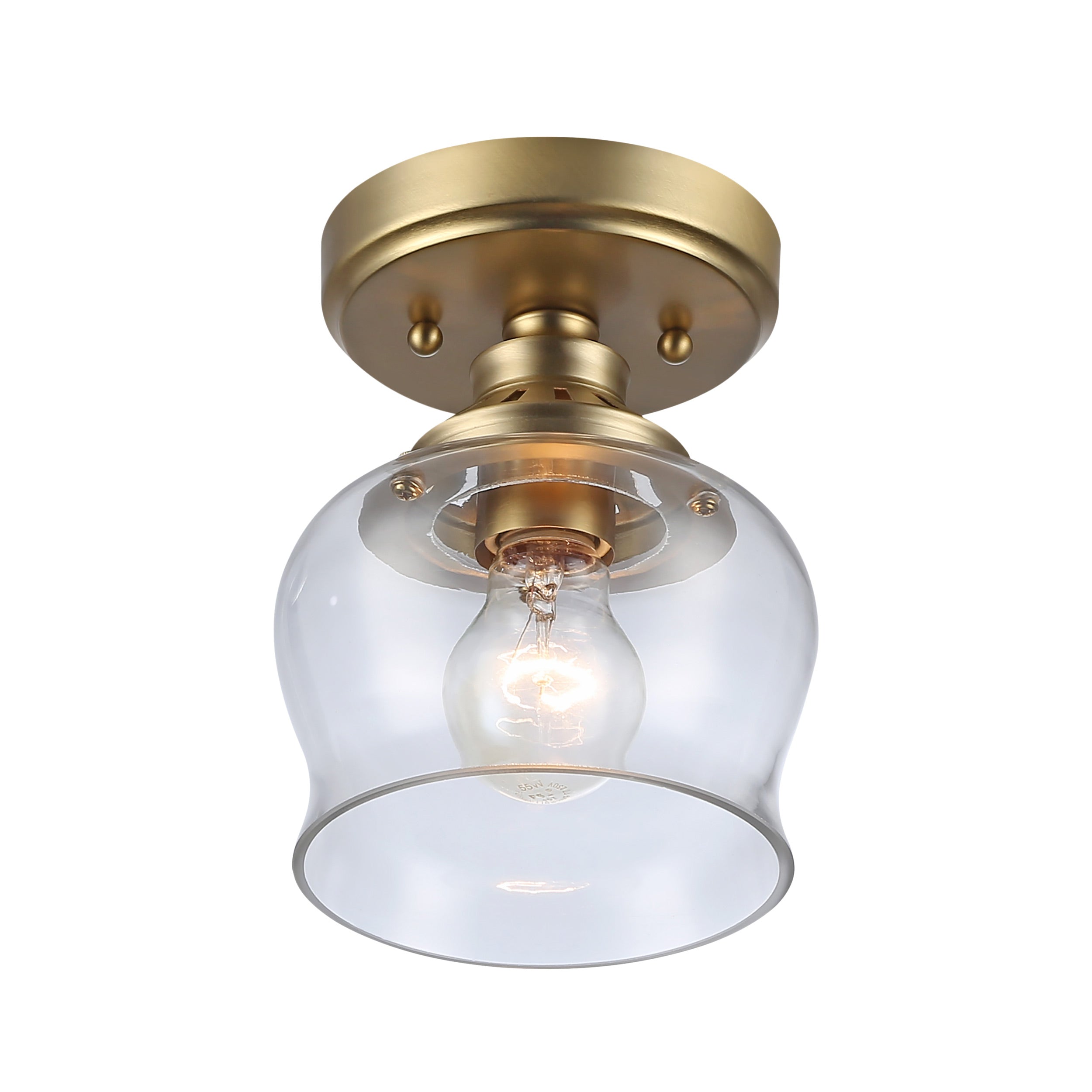 Wry Lighting Daphne 1-light Semi-Flush Mount in Brushed Champagne Brass - Default Title - Golden Lighting
