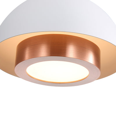 Solsken Integrated LED 12in Pendant in Sand White, view from below - Golden Lighting