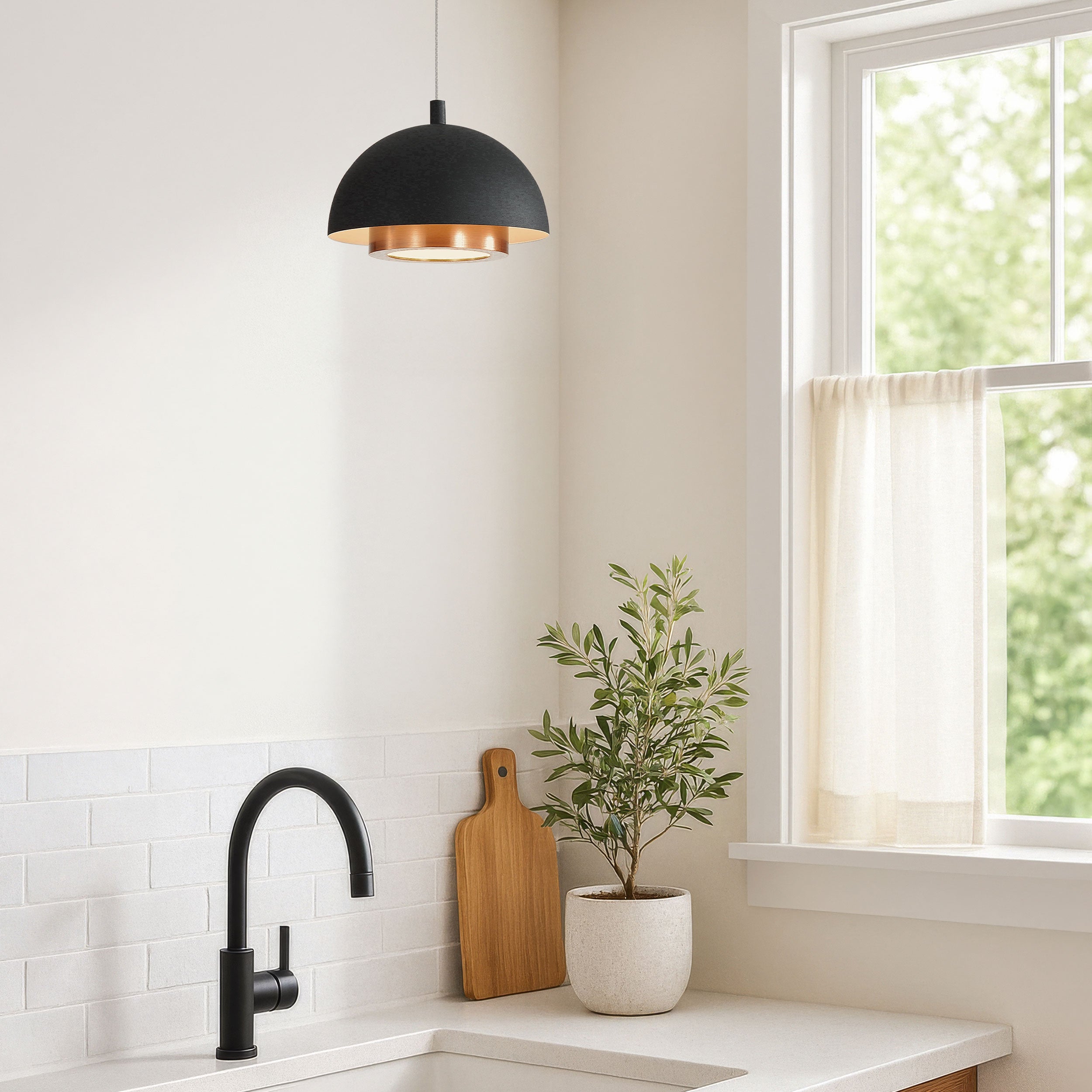 Solsken Integrated LED 7in Pendant in Sand Black