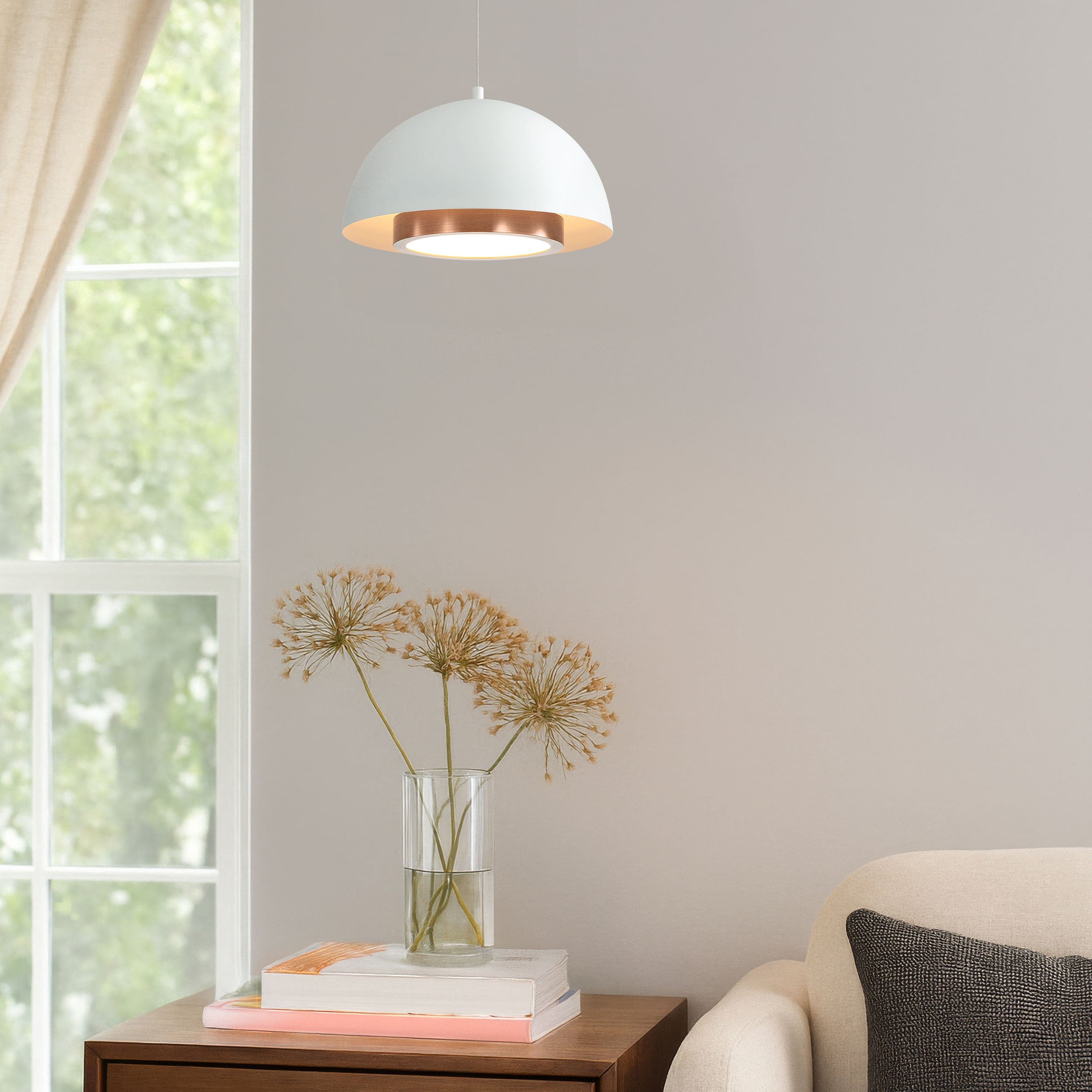 Solsken Integrated LED 7in Pendant in Sand White