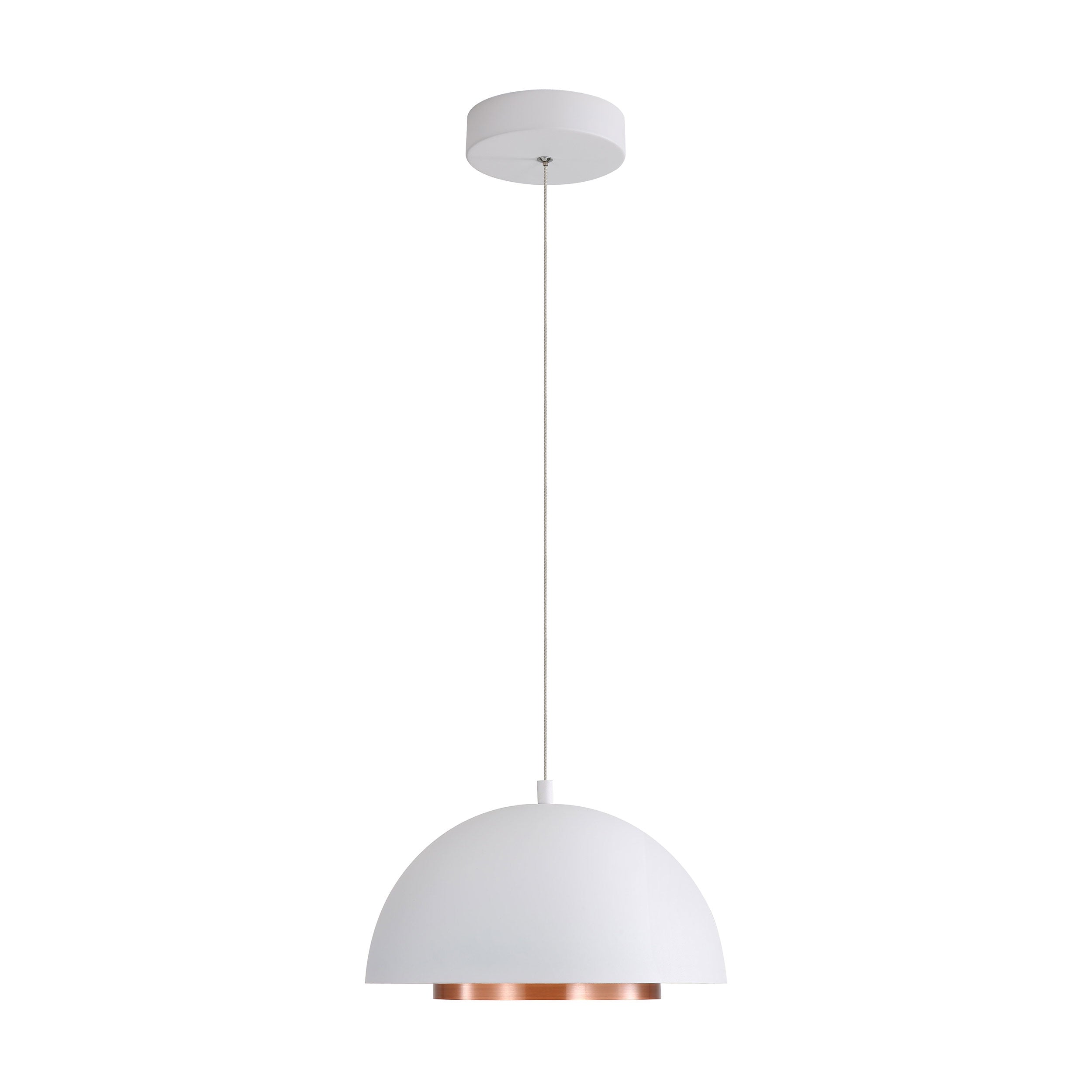 Solsken 7" LED Pendant in Sand White with Aged Copper - - Golden Lighting