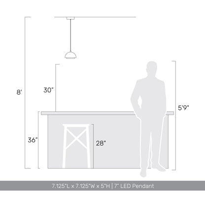 Solsken Integrated LED 7in Pendant in Sand Black