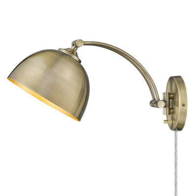 Rey 1-light Swing Arm Wall Lamp in Aged Brass