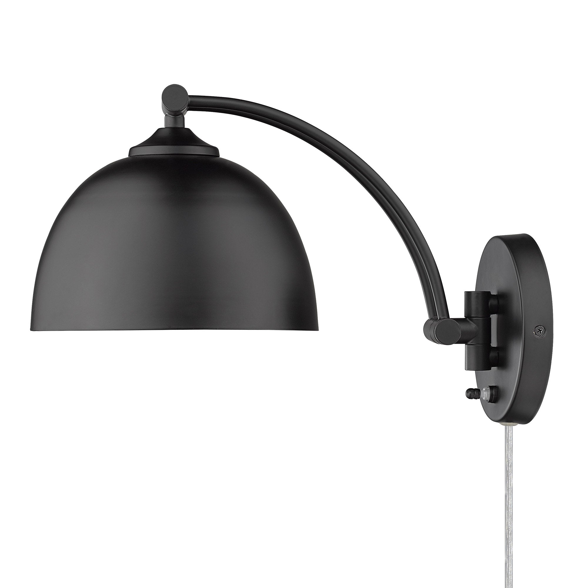 Rey 1-light Swing Arm Wall Lamp in Matte Black