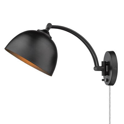 Rey 1-light Swing Arm Wall Lamp in Matte Black, alternate view - Golden Lighting