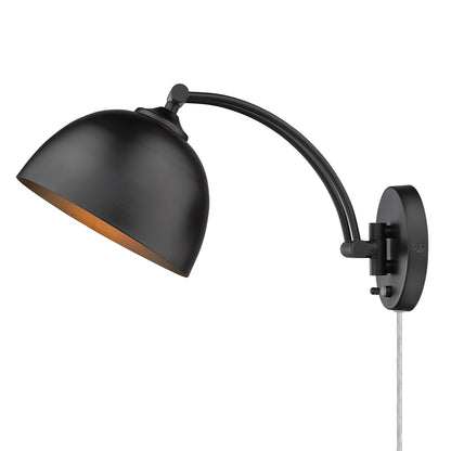 Rey 1-light Swing Arm Wall Lamp in Matte Black