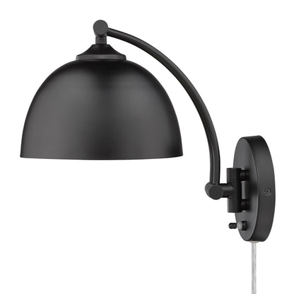 Rey 1-light Swing Arm Wall Lamp in Matte Black