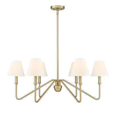 Yep by Golden Lighting Kennedy 6-light Chandelier in Brushed Champagne Brass and Ivory Linen shade - - Golden Lighting