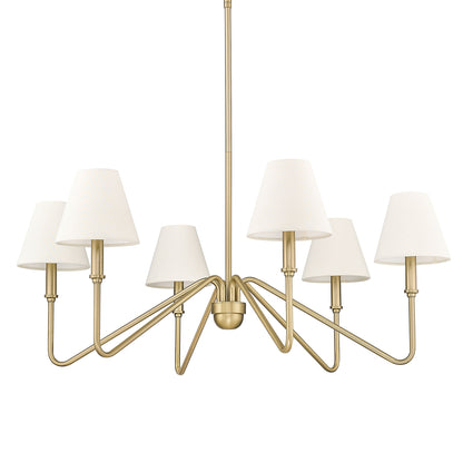 Yep by Golden Lighting Kennedy 6-light Island Light in Brushed Champagne Brass and Ivory Linen shade - - Golden Lighting