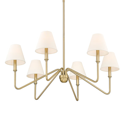 Yep by Golden Lighting Kennedy 6-light Chandelier in Brushed Champagne Brass and Ivory Linen shade - - Golden Lighting
