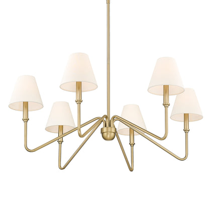 Yep by Golden Lighting Kennedy 6-light Chandelier in Brushed Champagne Brass and Ivory Linen shade - - Golden Lighting