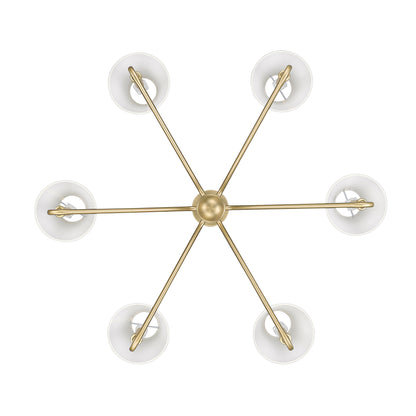 Yep by Golden Lighting Kennedy 6-light Island Light in Brushed Champagne Brass and Ivory Linen shade - - Golden Lighting