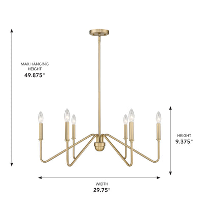 Yep by Golden Lighting Kennedy 6-light Chandelier in Brushed Champagne Brass - - Golden Lighting