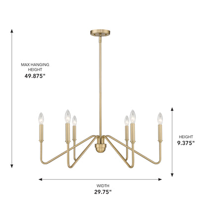 Yep by Golden Lighting Kennedy 6-light Chandelier in Brushed Champagne Brass - - Golden Lighting