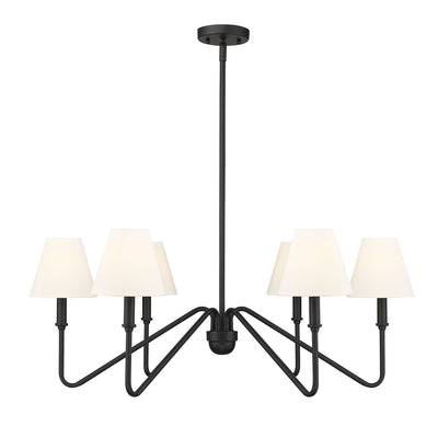 Yep by Golden Lighting Kennedy 6-light Chandelier in Natural Black and Ivory Linen shade - - Golden Lighting