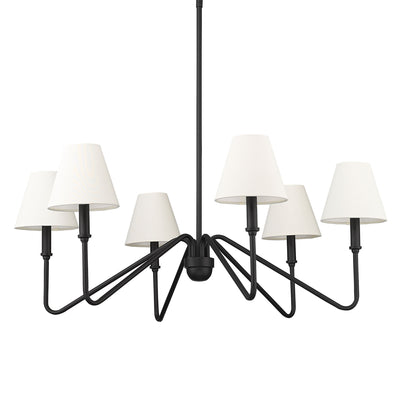 Yep by Golden Lighting Kennedy 6-light Chandelier in Natural Black and Ivory Linen shade - - Golden Lighting