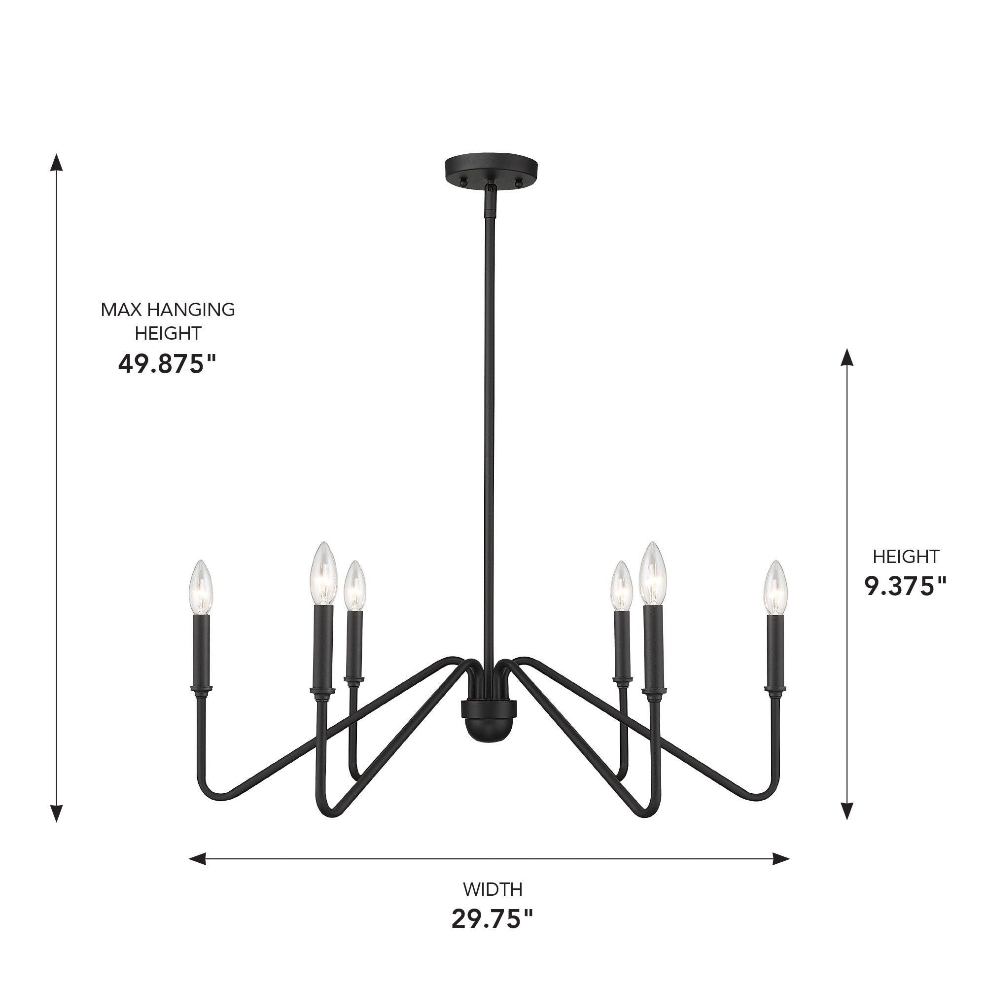 Yep by Golden Lighting Kennedy 6-light Chandelier in Natural Black - - Golden Lighting