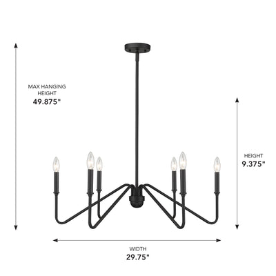 Yep by Golden Lighting Kennedy 6-light Chandelier in Natural Black - - Golden Lighting