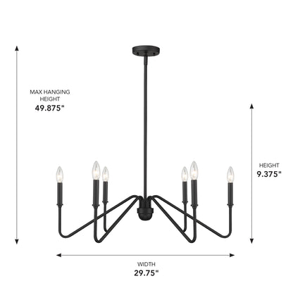 Yep by Golden Lighting Kennedy 6-light Chandelier in Natural Black - - Golden Lighting