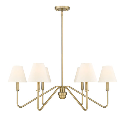 Yep by Golden Lighting Kennedy 6-light Chandelier in Brushed Champagne Brass and Ivory Linen shade - - Golden Lighting