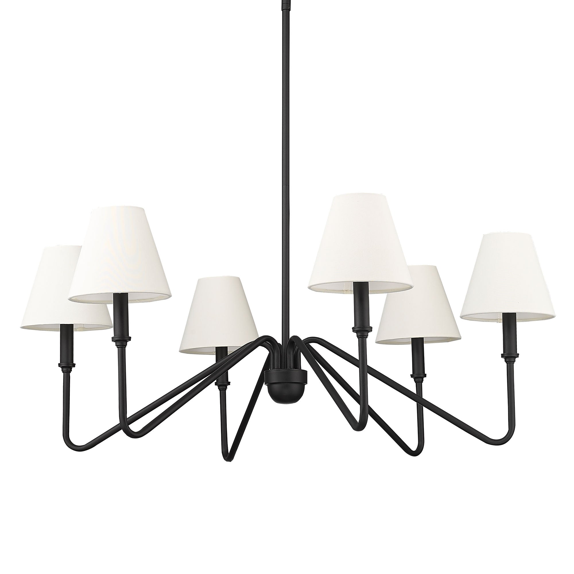 Kennedy 6 Light Chandelier in Natural Black with Ivory Linen Shade - - Golden Lighting