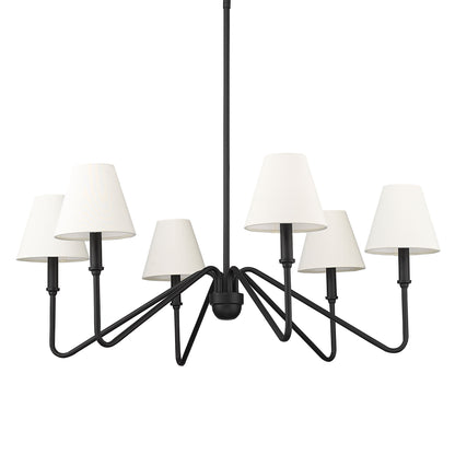 Kennedy 6 Light Chandelier in Natural Black with Ivory Linen Shade - - Golden Lighting