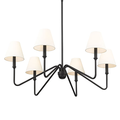 Yep by Golden Lighting Kennedy 6-light Chandelier in Natural Black and Ivory Linen shade