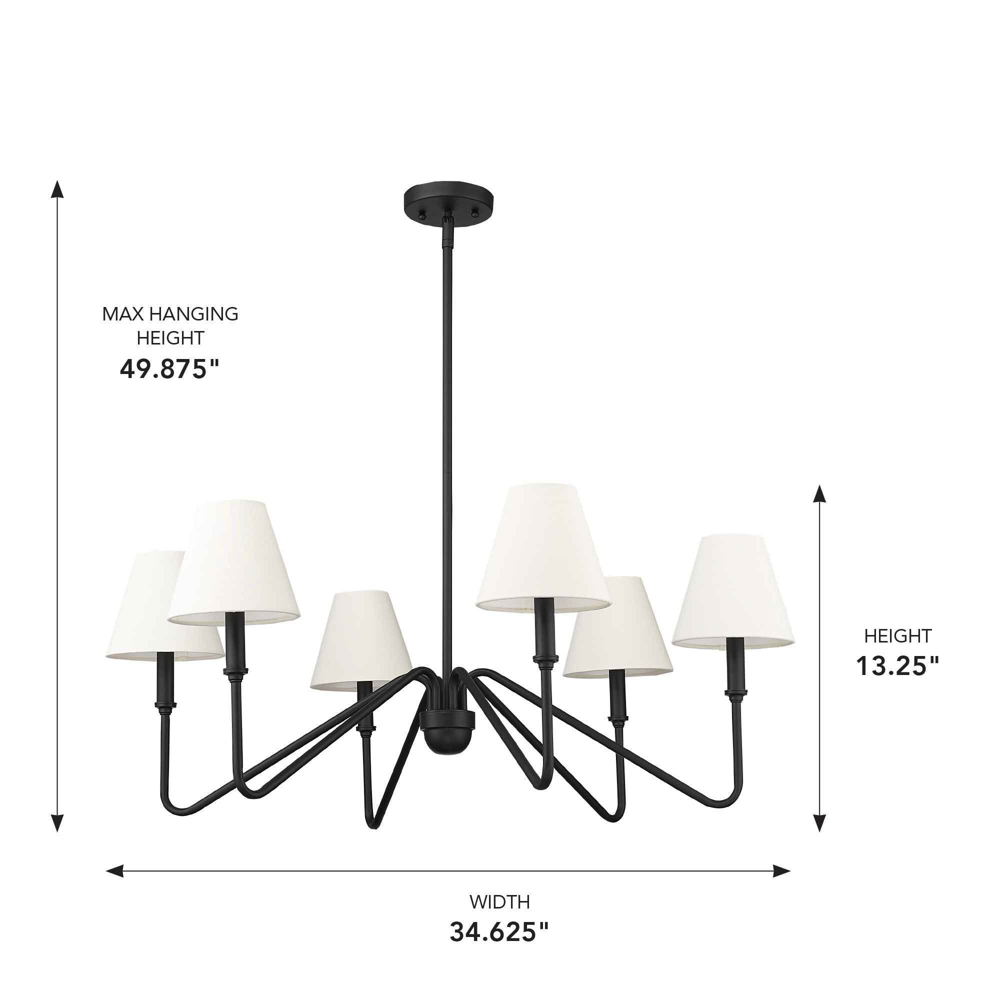 Yep by Golden Lighting Kennedy 6-light Chandelier in Natural Black and Ivory Linen shade - - Golden Lighting