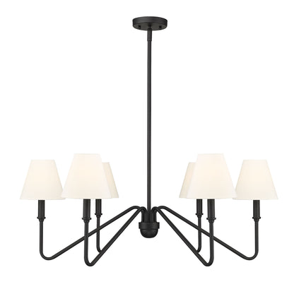 Yep by Golden Lighting Kennedy 6-light Chandelier in Natural Black and Ivory Linen shade - - Golden Lighting