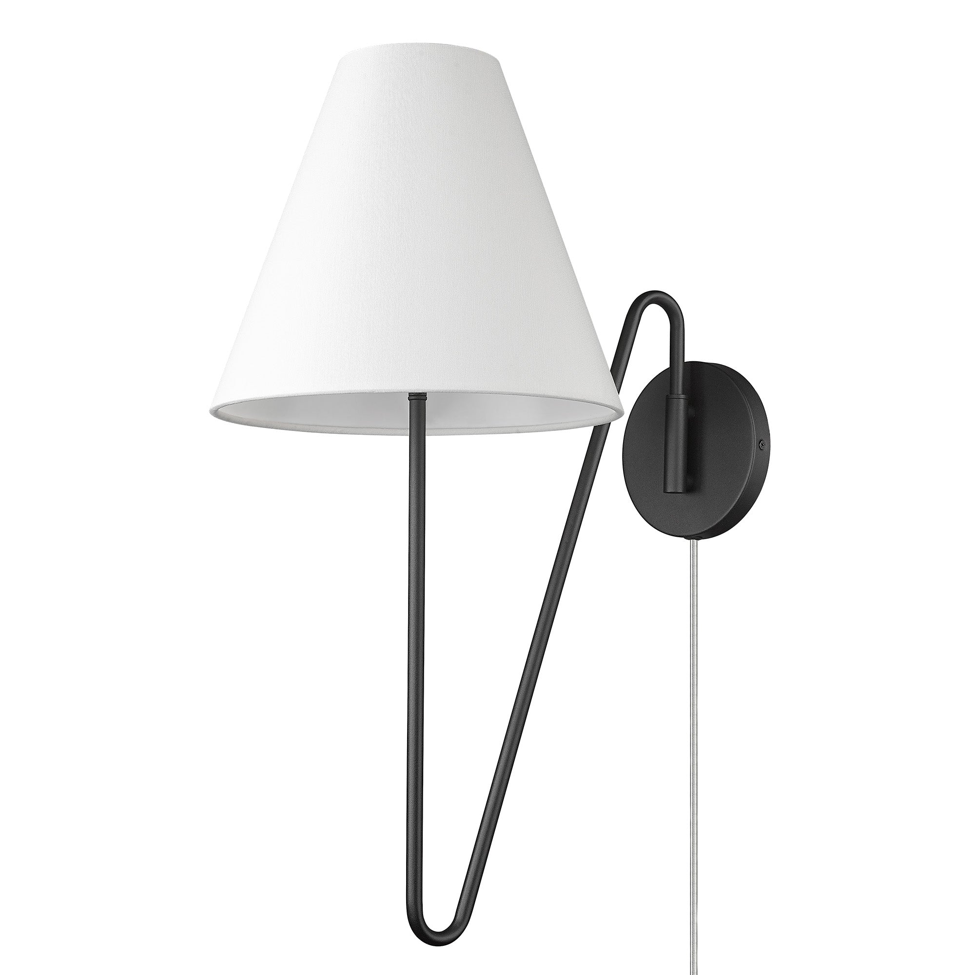 Kennedy 1 Light Articulating Wall Sconce in Natural Black with Ivory Linen Shade - - Golden Lighting