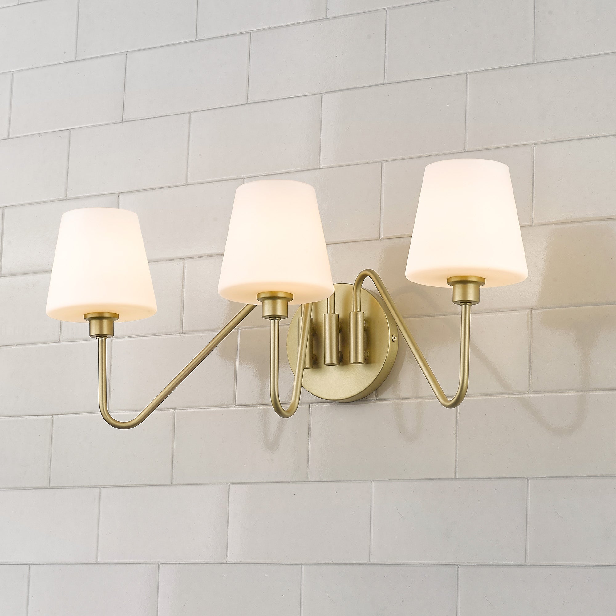 Yep by Golden Lighting Kennedy 3-light Vanity in Brushed Champagne Brass - - Golden Lighting