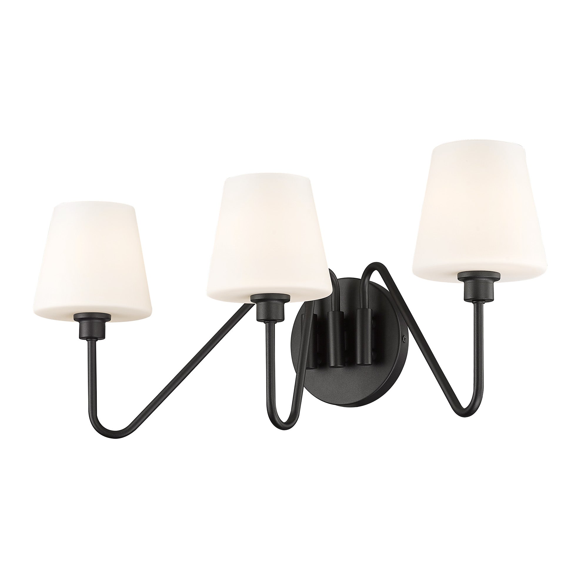Kennedy 3 Light Bath Vanity in Natural Black with Opal Shade - - Golden Lighting