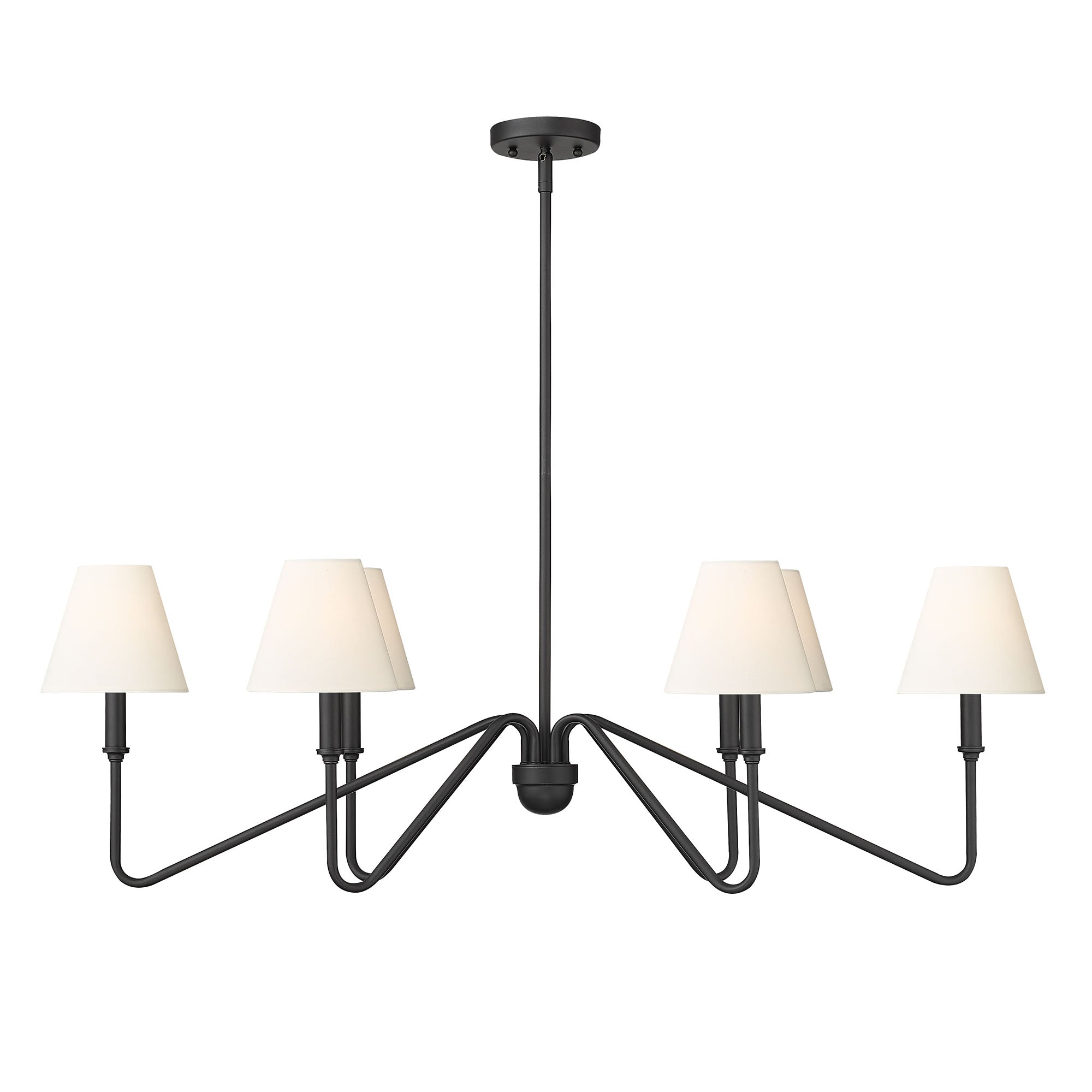 Yep by Golden Lighting Kennedy 6-light Island Light in Natural Black and Ivory Linen shade - - Golden Lighting