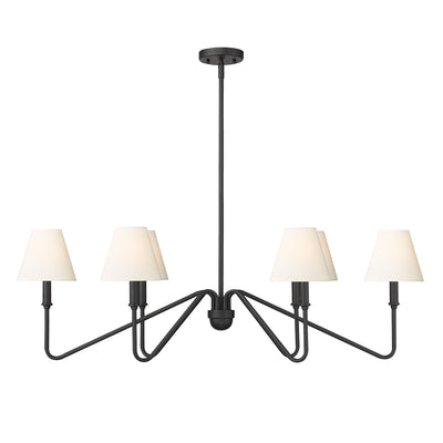 Yep by Golden Lighting Kennedy 6-light Island Light in Natural Black and Ivory Linen shade - - Golden Lighting