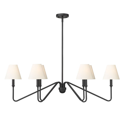 Yep by Golden Lighting Kennedy 6-light Island Light in Natural Black and Ivory Linen shade - - Golden Lighting