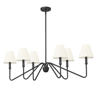 Yep by Golden Lighting Kennedy 6-light Island Light in Natural Black and Ivory Linen shade - - Golden Lighting