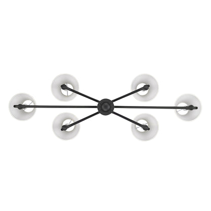 Yep by Golden Lighting Kennedy 6-light Island Light in Natural Black and Ivory Linen shade - - Golden Lighting