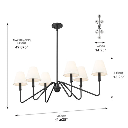 Yep by Golden Lighting Kennedy 6-light Island Light in Natural Black and Ivory Linen shade - - Golden Lighting