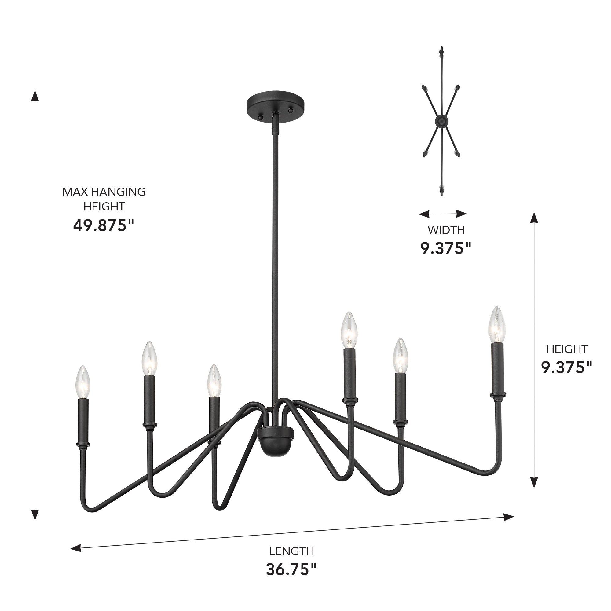 Yep by Golden Lighting Kennedy 6-light Island Light in Natural Black - - Golden Lighting
