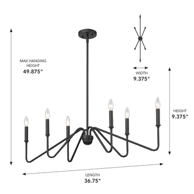 Yep by Golden Lighting Kennedy 6-light Island Light in Natural Black - - Golden Lighting