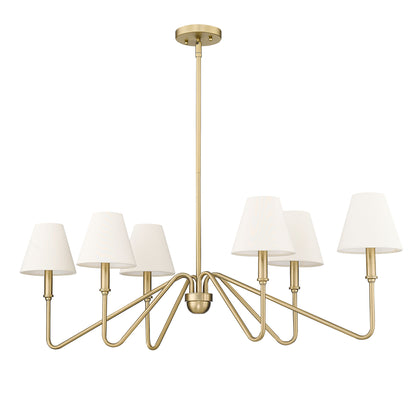 Yep by Golden Lighting Kennedy 6-light Island Light in Brushed Champagne Brass and Ivory Linen shade